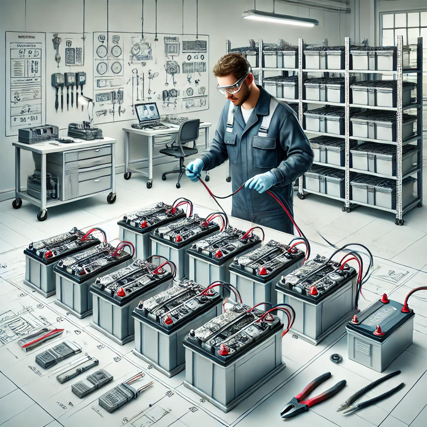 Installation und connection of batteries