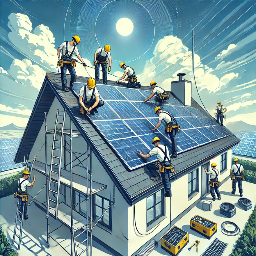 Installation und connection of solar panels