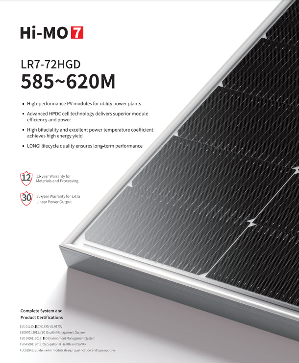 Jiangsu Juncess Energy Co., Ltd. - Solarmodul - LONGi Solar
                                                        Hi-MO 7 LR7-72HGD 585-620M LR7-72HGD-600M - Art. 214291