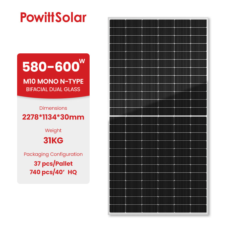 Powitt Solar Co., Ltd. - Solarmodul - M10 N-TYPE PW-72M580-600HM10-BD PW-72M590HM10-BD - Art. 228486