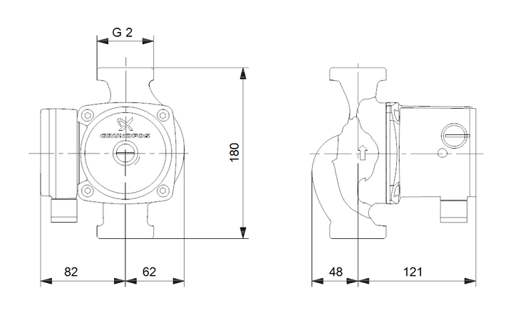 Grundfos Nassläufer-Umwälzpumpe-UMWÄLZPUMPE UPS 32-80 N 180 Art. 99255554