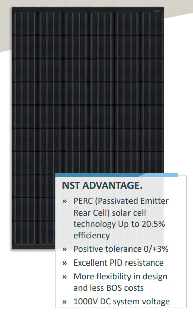 Noor Solar Technology - Solarmodul - NST60-6-290-310Wp-PERC-BF-10 NST60-6-305M - Art. 167931