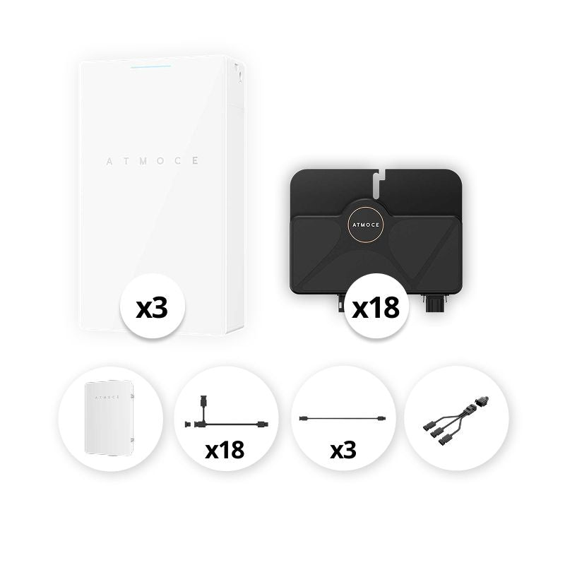ATMOCE – Pack Triphasé micro-onduleurs 9 kVA + 3 Batteries - 21 kWh