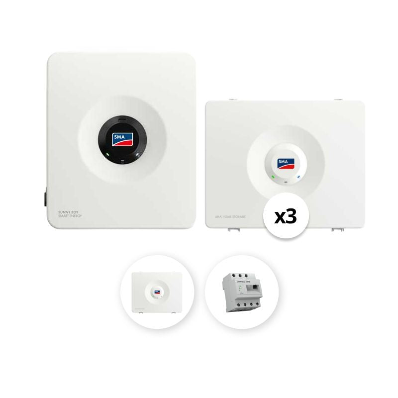 SMA - Pack Monophasé onduleur 3 kVA + 3 Batteries SMA - 9.6 kWh