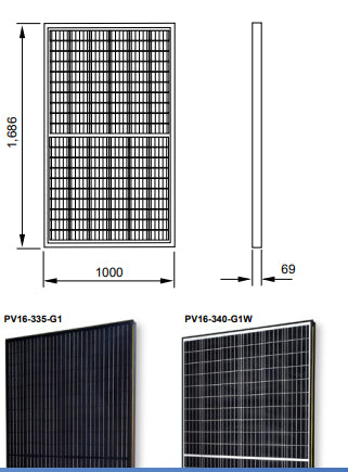 Viridian Solar Ltd - Solarmodul - PV16 335-340 PV16-340 - Art. 163289