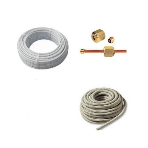 Isoclima Kupfer für Klimaanlage 10 m 1/4" + 10 m 1/2" + Steckverbindungen + 10 Meter Kondensatablauf 422