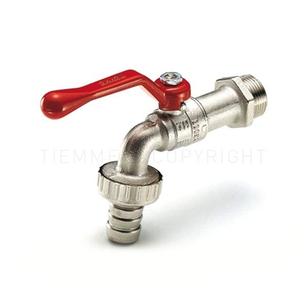 3/4" Tiemme-Kugelhahn mit Schlauchhalter und rotem Aluminiumhebel 2500003