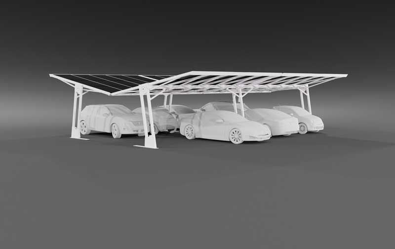 SHAPE - SHAPE 100+ - carport 28 grandes places - RAL 9016 Blanc - 210 panneaux - SHAPE1009016