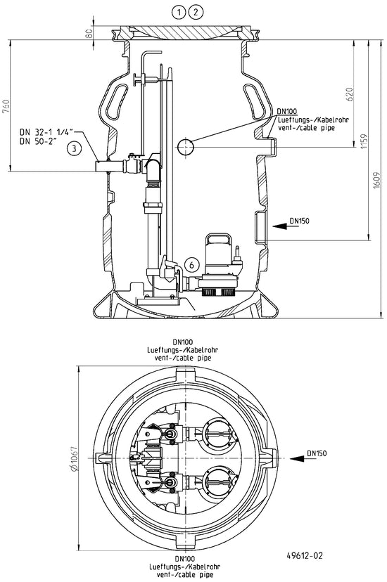 JUNG PUMPEN Pumpenschacht SKS-B 800-D32 - Art. JP47347