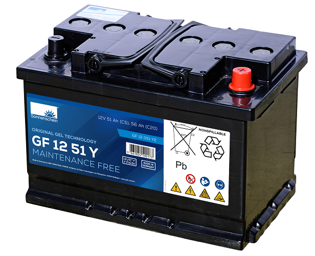 Sonnenschein GF 12 051 Y 2 - 12 V 51 Ah Gel-Batterie mit Bodenleiste