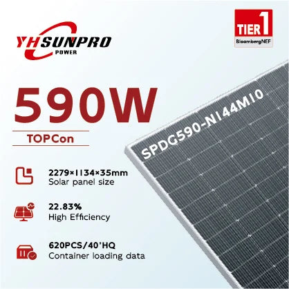 Zhejiang Sunpro Power Technology Co., Ltd. - Solarmodul - SPDG550~590W-N144M10 Black Frame & Bifacial Tra... SPDG590-N144M10 - Art. 217281