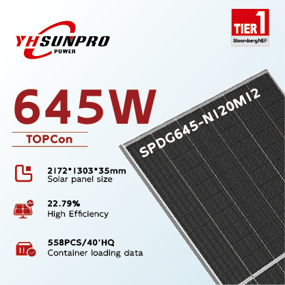 Zhejiang Sunpro Power Technology Co., Ltd. - Solarmodul - SPDG610~645W-N120M12 Silver frame 630 - Art. 222710