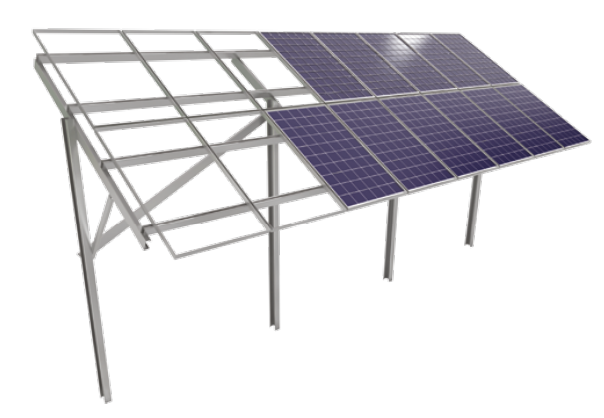 Solarteknik - Montagesysteme - STU Single Pile Ground Mounting Systems STU 3V Single Pile 3 Panel Portrait - Art. 8785