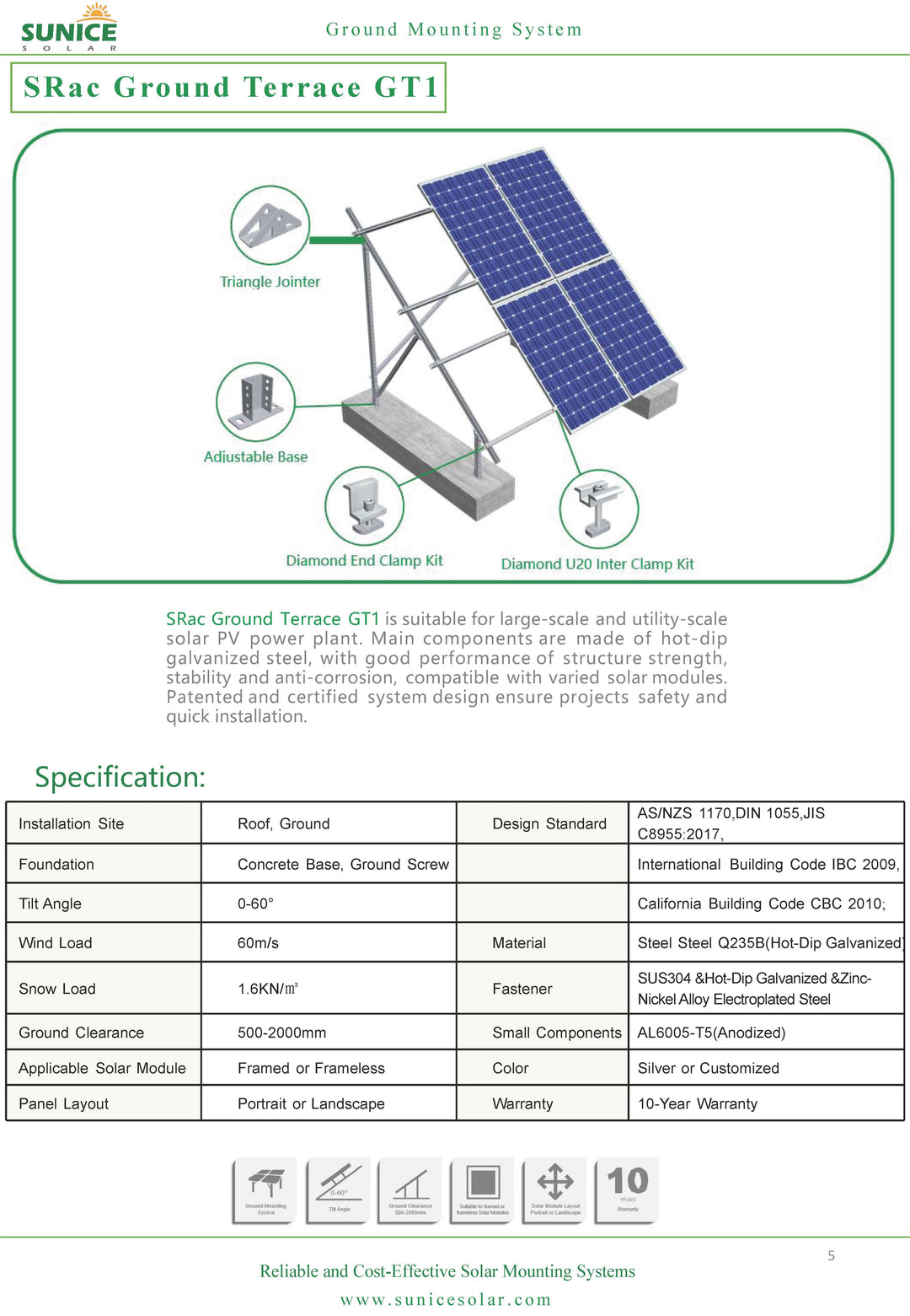Sunice Solar Pte Ltd - Montagesysteme - S.Rac Ground Terrace GT1 S,Rac Ground Terrace GT1 - Art. 9267