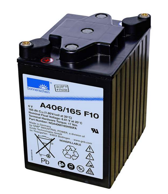 Sonnenschein Bleiakku A406/165 F10 – 6V 165Ah, Gel-Batterie inkl. MTZ