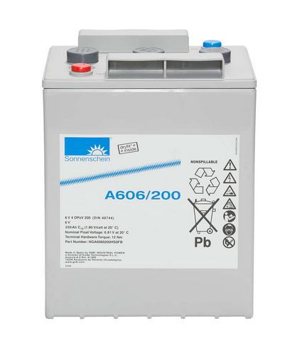 Sonnenschein Bleiakku A606/200 inkl. MTZ – 6V 200Ah Gel-Akku, wartungsfrei für Industrie & Notstrom