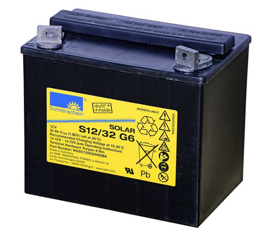 Sonnenschein Bleiakku S12/32 G6 inkl. MTZ – Wartungsfreier AGM-Akku 12V 32Ah für industrielle Anwendungen