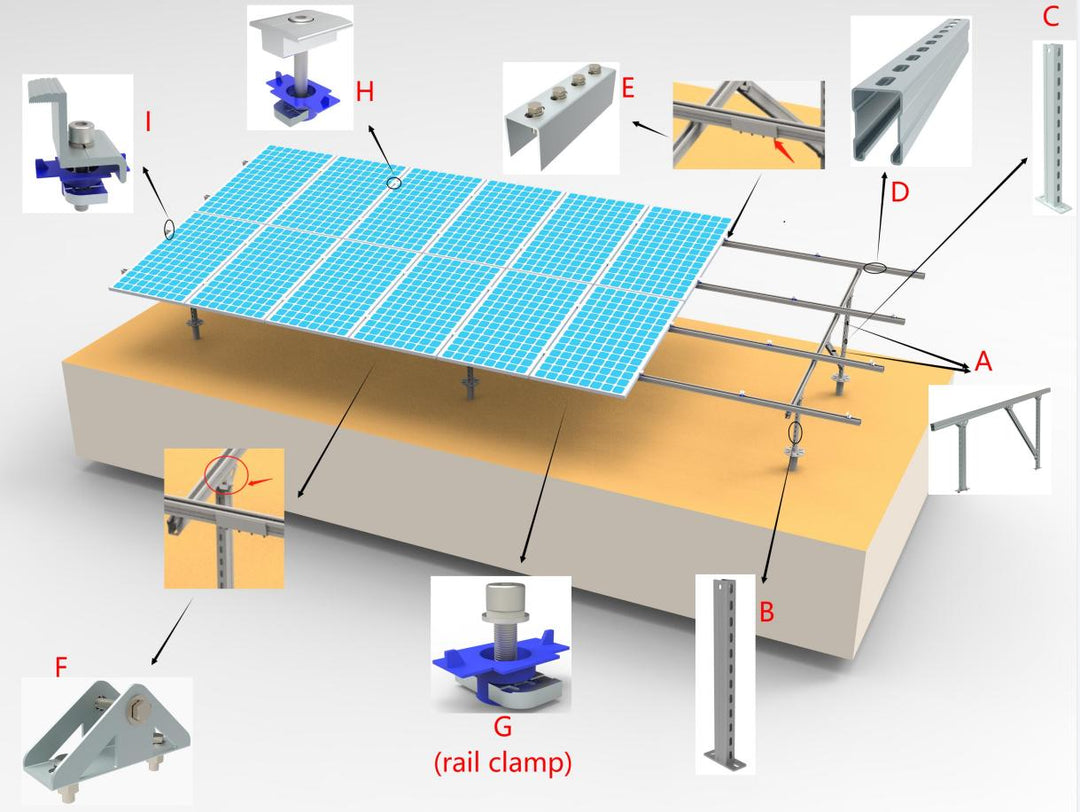 Xiamen Xhf Solar Industrial Co., Ltd. - Montagesysteme - Steel Ground Mounting System with Screw Steel Ground Mounting System with Screw - Art. 9289