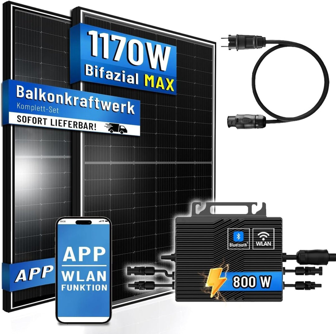 TSUN Balkonkraftwerk 1170 W/800W Solarmodule + TSOL-MS800 mit 3m Kabel