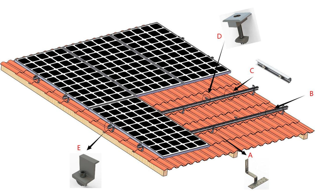 Xiamen Xhf Solar Industrial Co., Ltd. - Montagesysteme - Tile Roof Solar Mounting System Tile Roof Solar Mounting System - Art. 9281