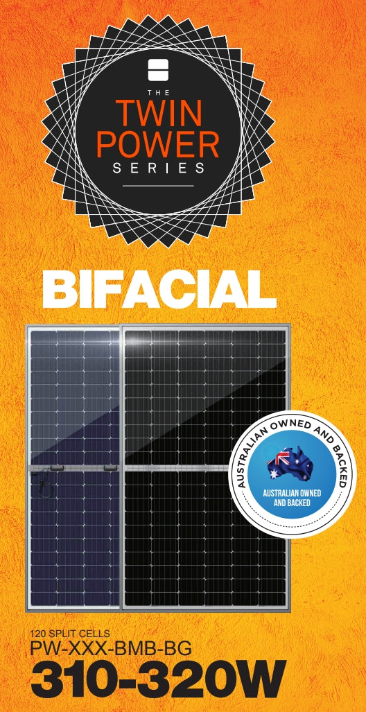 Powerwave Intelligent Electrical Solutions - Solarmodul - Twin Power Series - Bifacial Mono Perc 120 Spli... PW-320-BMB-BG - Art. 219763