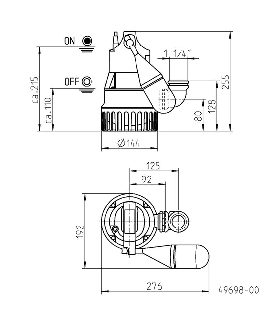 JUNG PUMPEN Schmutzwasserpumpe U3K, 10 m Ltg. - Art. JP50002