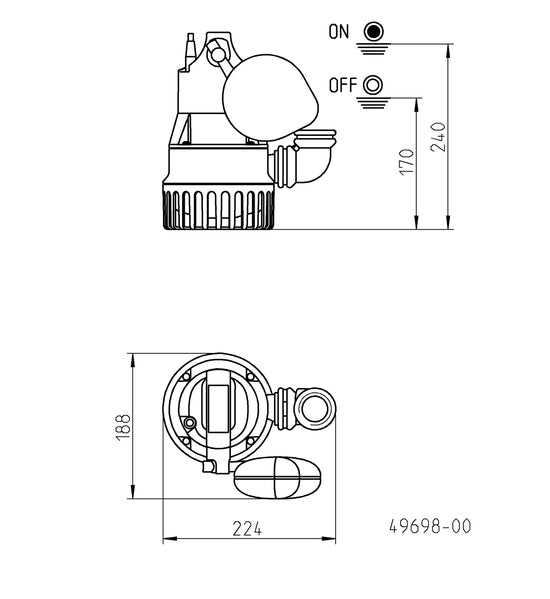 JUNG PUMPEN Schmutzwasserpumpe U3K, 10 m Ltg. - Art. JP50002