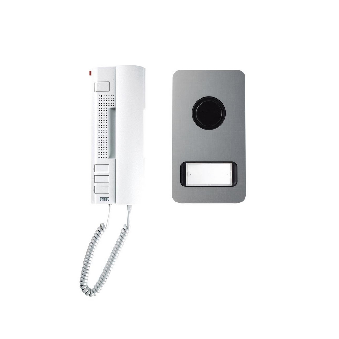 URMET Audio-Gegensprechanlage-Set für 1 Benutzer, 2-adrige Verkabelung, Mikra + Utopia (mit Mobilteil) -Art. 112231