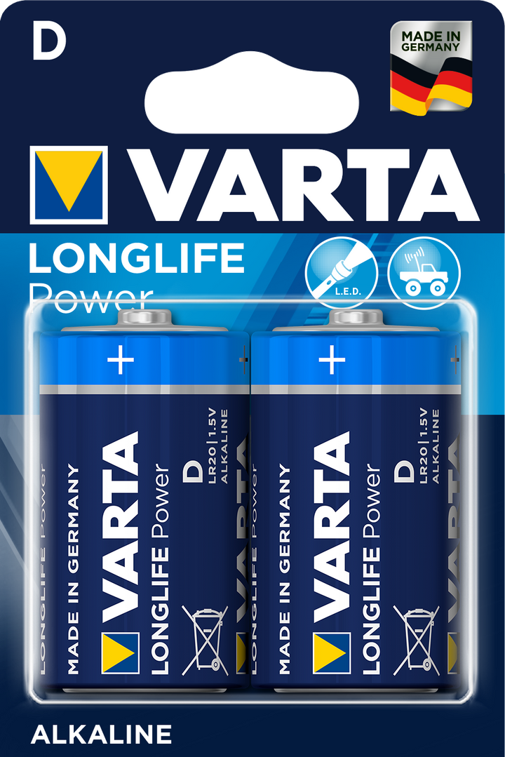 Varta Longlife Power Alkaline Batterie 4920 / LR20 1,5V (2er-Blister)