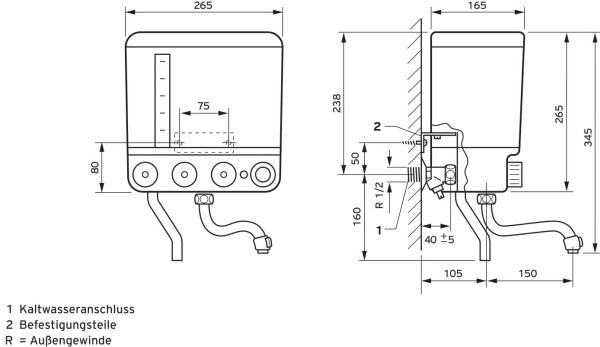 Vaillant Elektro-Kochendwassergerät VEK5L 2,4 kW 5 L 345x265x165 weiss