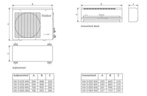 Vaillant Mono-Split Klimagerät VAI5-025WNO VAI5-025WNI climaVAIR