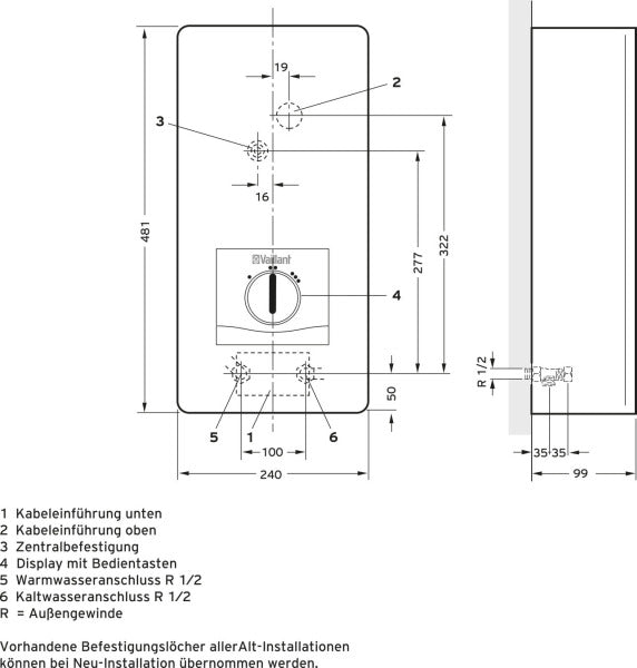 Vaillant VA Elektro-Durchlauferhitzer electr VED E 24/8 B (pro 24kW gesteuert)