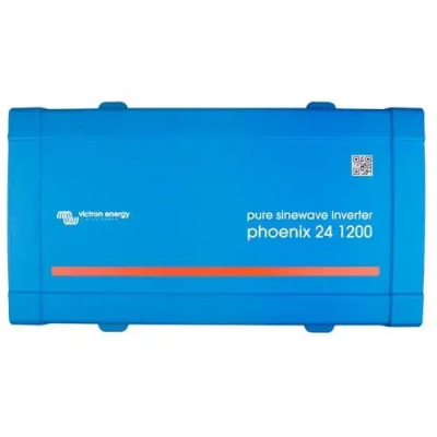 Victron Phoenix Inverter 12V/375VA/120V VE.Direct with NEMA GFCI, blue casing.