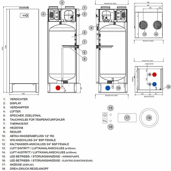 Wolf Wärmepumpe FHS-180-S-230V-e2-M2 Speicherinhalt 180 L, R290