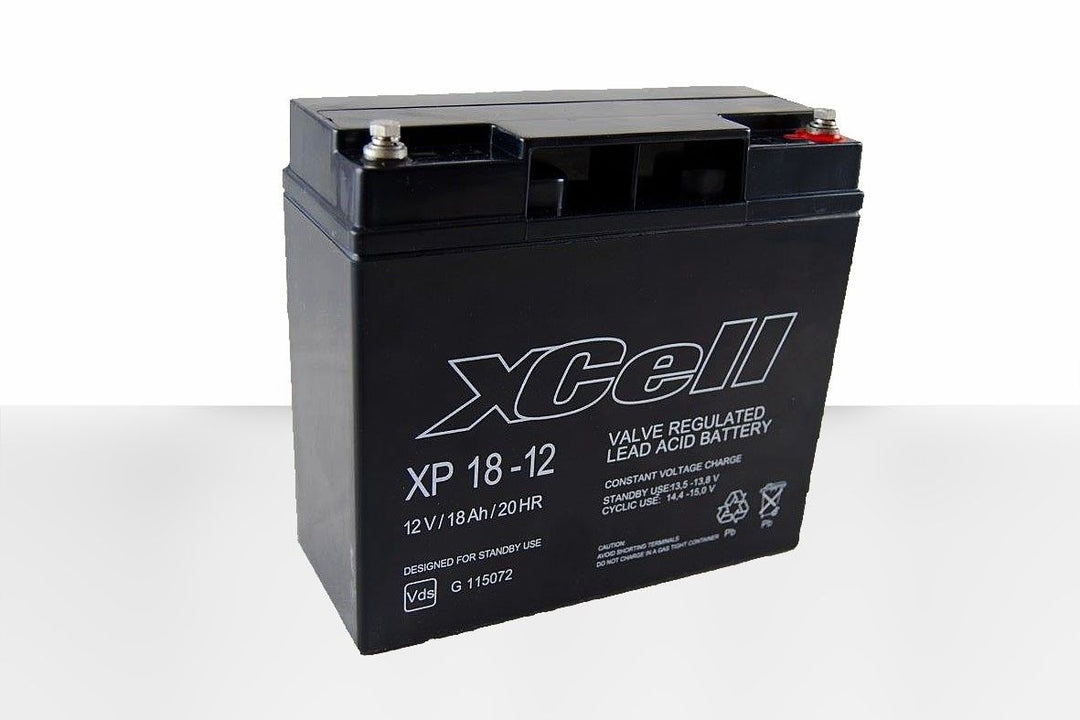XCELL Bleiakku XP18-12 – 12V 18Ah AGM-Akku mit M5-Anschluss (182×77×168mm) – VdS G115072 – Zuverlässiger Energiespeicher für Sicherheits- & USV-Systeme