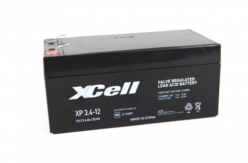 XCELL Bleiakku XP3.4-12 – 12V 3,4Ah AGM-Akku mit VdS-Zulassung für Sicherheits- & Notstromsysteme