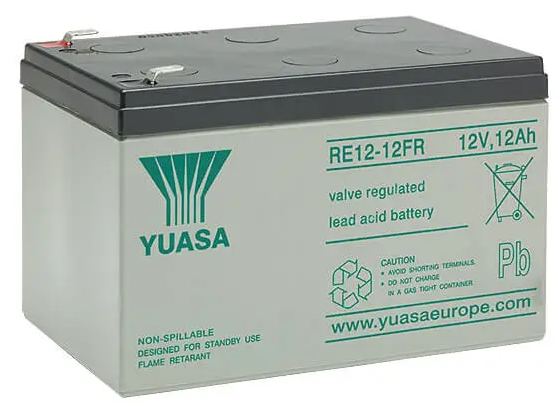 YUASA Bleiakku RE12-12FR – 12V 12Ah mit V0-Gehäuse, Wartungsfreie  