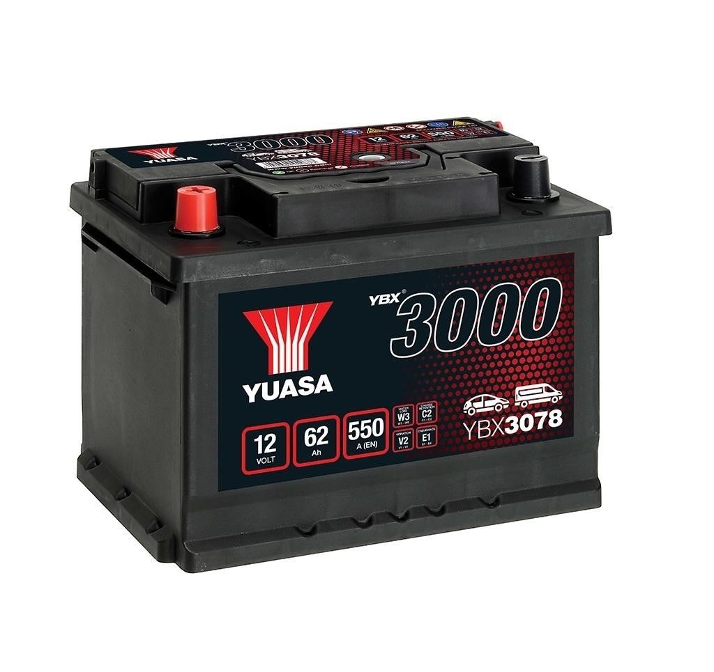 Yuasa Auto Batterie YBX3078 – 12V 62Ah 550A Starterbatterie für PKW