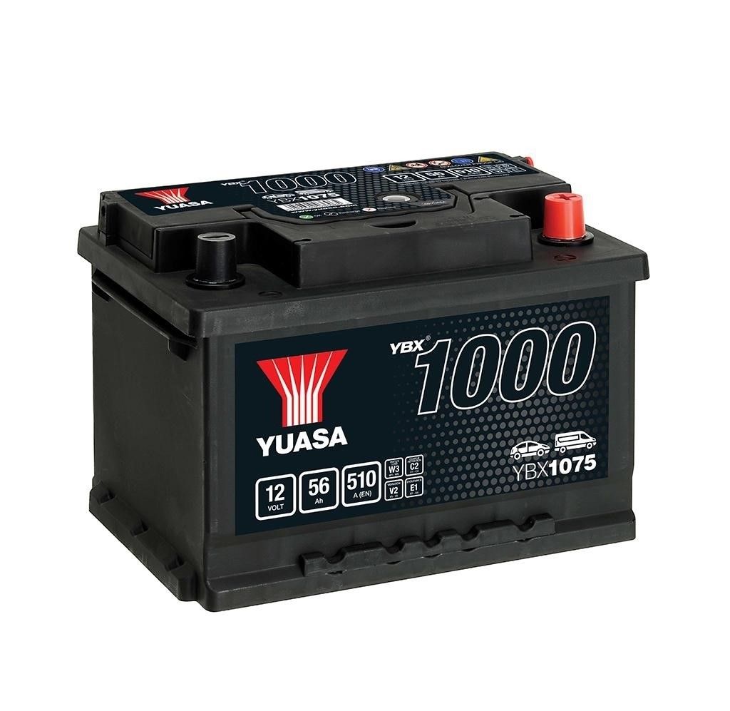 Yuasa Autobatterie YBX1075 – 12V 56Ah 510A – Kompakte Starterbatterie für PKW & Kleinwagen