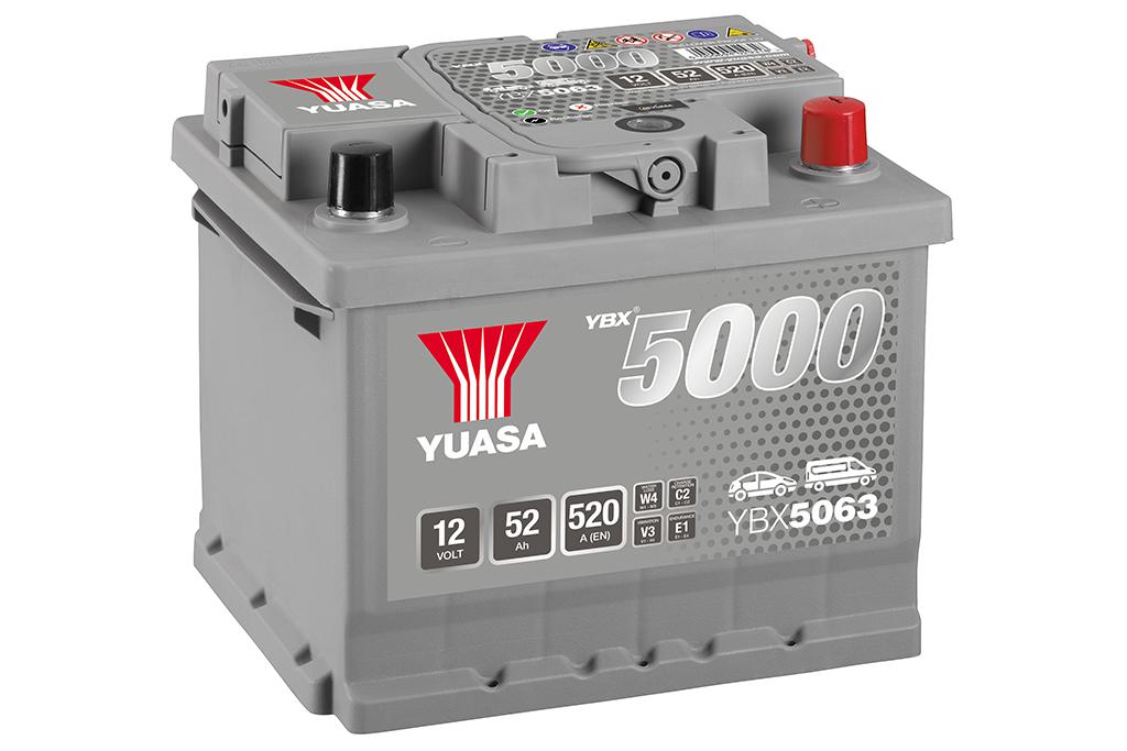 Yuasa Autobatterie YBX5063 (DIN 50013) – 12V 50Ah C20 – Wartungsarme Starterbatterie für PKW & Kompaktfahrzeuge