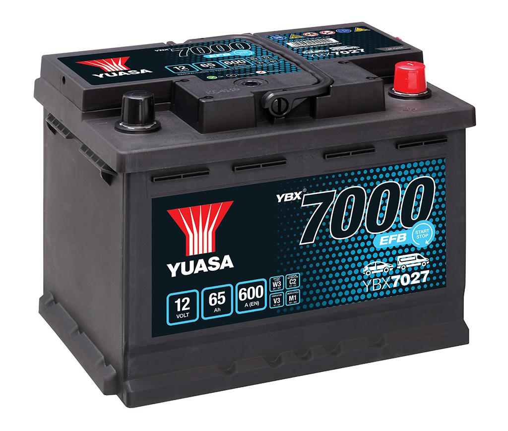 Yuasa Autobatterie YBX7027 (DIN56219) – 12V 65Ah C20 – Zuverlässige Starterbatterie für Fahrzeuge mit erhöhtem Energiebedarf