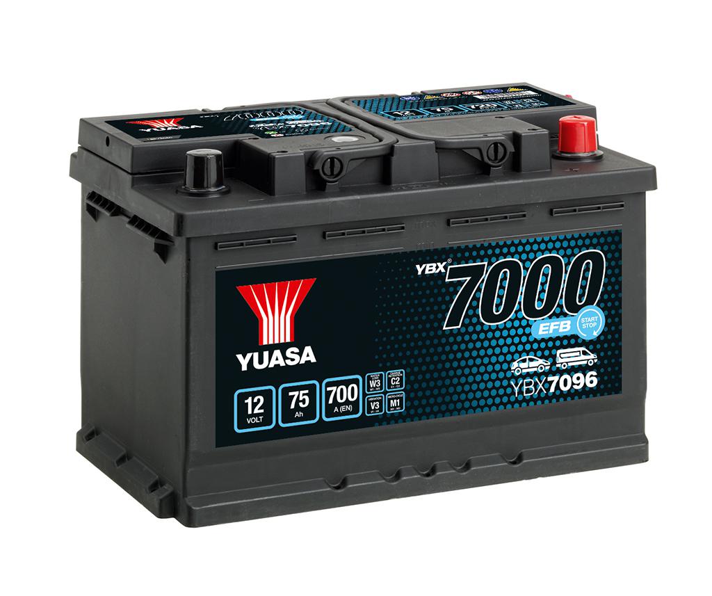Yuasa Autobatterie YBX7096 (DIN51214) – 12V 75Ah C20 – Leistungsstarke Starterbatterie für Fahrzeuge mit hohem Energiebedarf