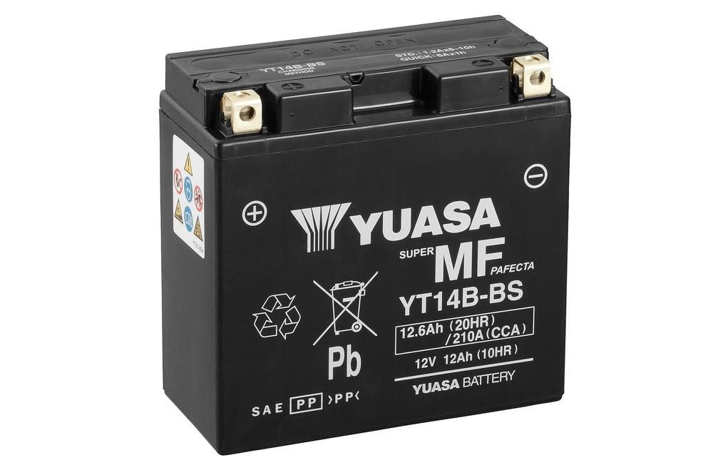 Yuasa Motorrad Batterie YT14B – 12V / 12,6Ah AGM Hochleistungsbatterie, wartungsfrei