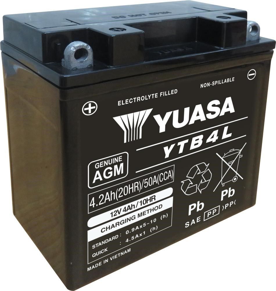 Yuasa Motorrad Batterie YTB4L 12V/4,2Ah – Zuverlässiger Startakku