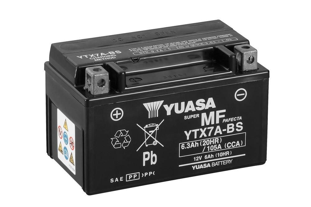 Yuasa Motorrad Batterie YTX7A – 12V 6,3Ah AGM Starterbatterie