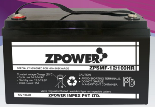ZPower Impex Pvt Ltd - Speicher - Z-Power GEL VRLA Batteries ZPSMF-G 12/100 - Art. 5349