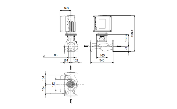 GRUNFOS Einstufige Inlinepumpe TPE3 65-150 S-A-F-A-BQQE-GWB Nr. 99272071
