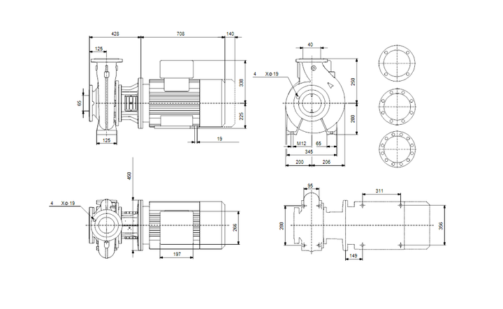 GRUNFOS Einstufige Blockpumpe NB 40-315/336 AAF2AESBQQETW1 Nr. 98844507