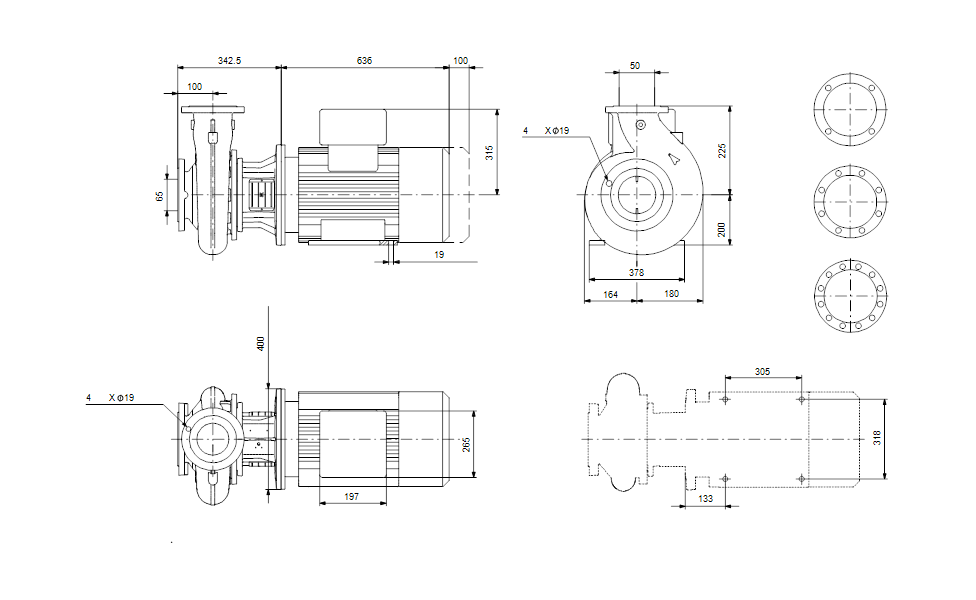 GRUNFOS Einstufige Blockpumpe NB 50-250/263 AAF2AESBQQESW1 Nr. 98846124