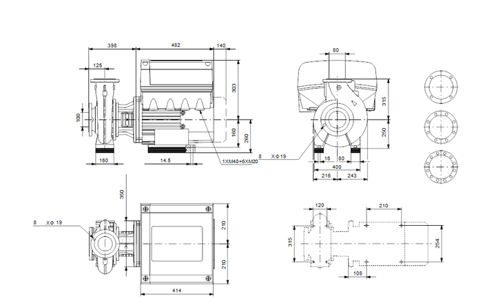 GRUNFOS Einstufige Blockpumpe NBE 80-315/280 AASF2AESBQQENWA Nr. 98976087